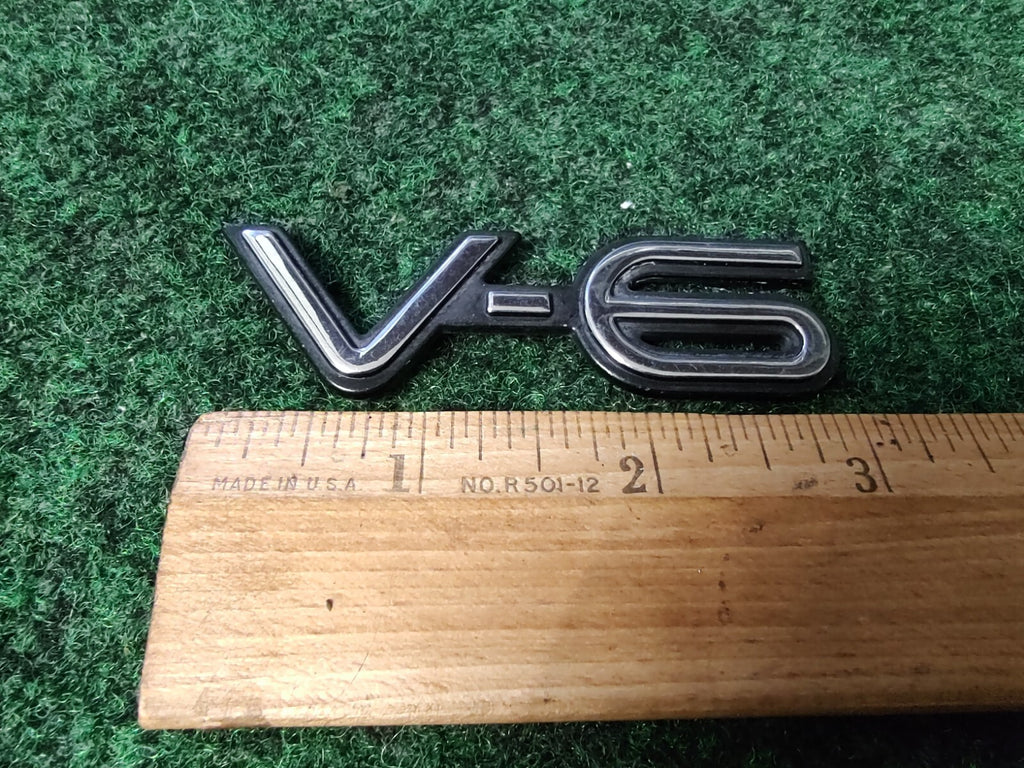 OEM V-6 V6 Chrome & Black Plastic 3" Emblem Badge Logo Nameplate Name Plate 3S6