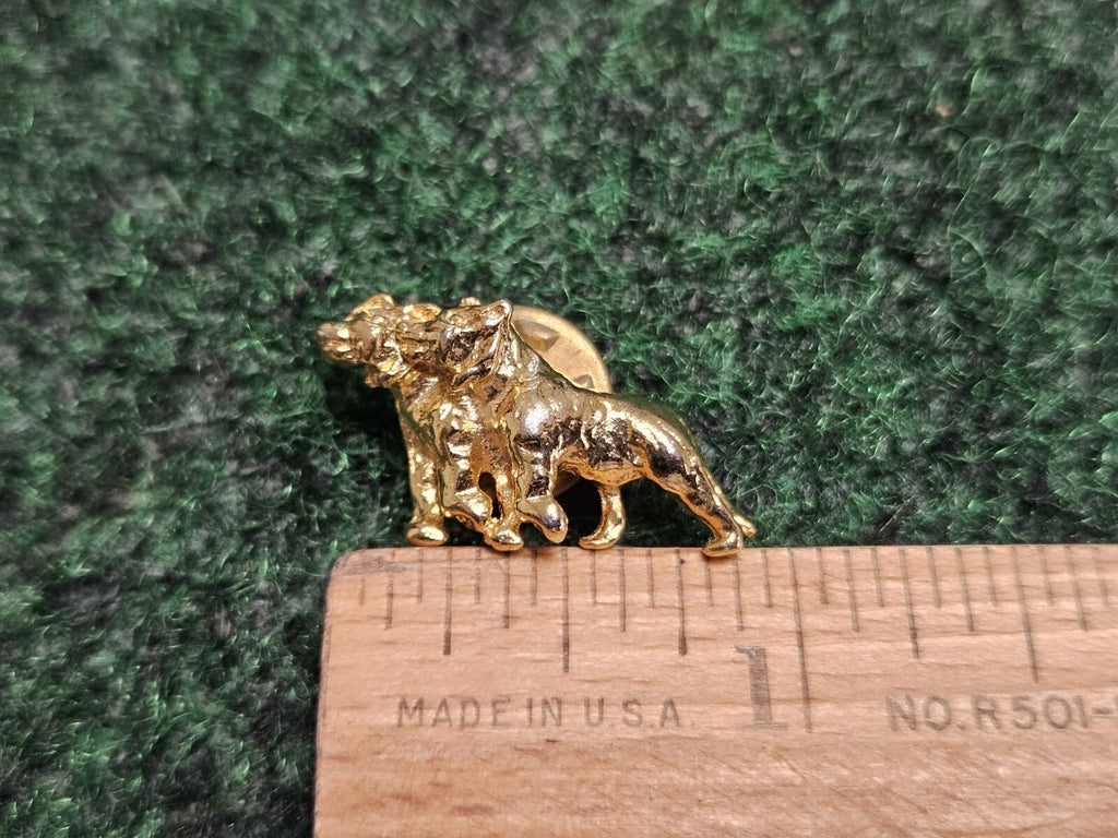 Pair of Guard Dogs Gold Tone Metal & Enamel Lapel Pin Pinback