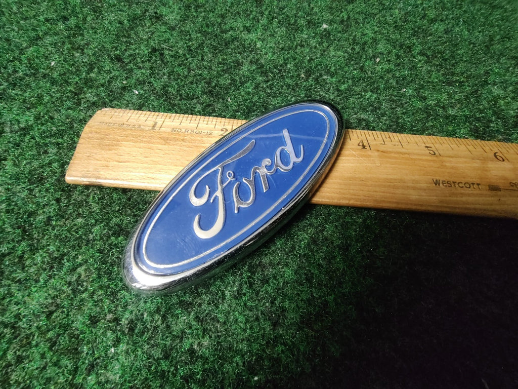 Ford Emblem Logo Badge Symbol Rear Trunk Blue Chrome OEM 3S5