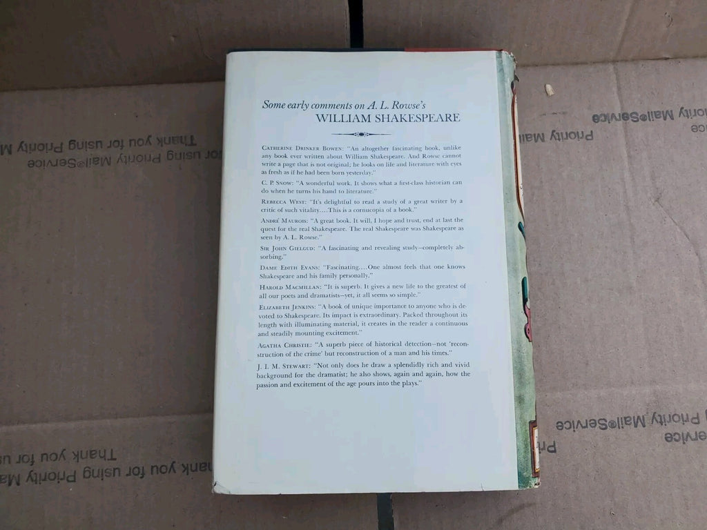William Shakespeare A Biography By A. L. Rowse 1963 1st Edition Hardcover B9