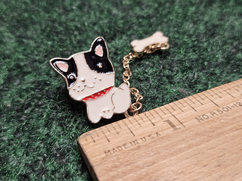 Puppy Dog with Bone Novelty Lapel Pin/Brooch Enamel Metal