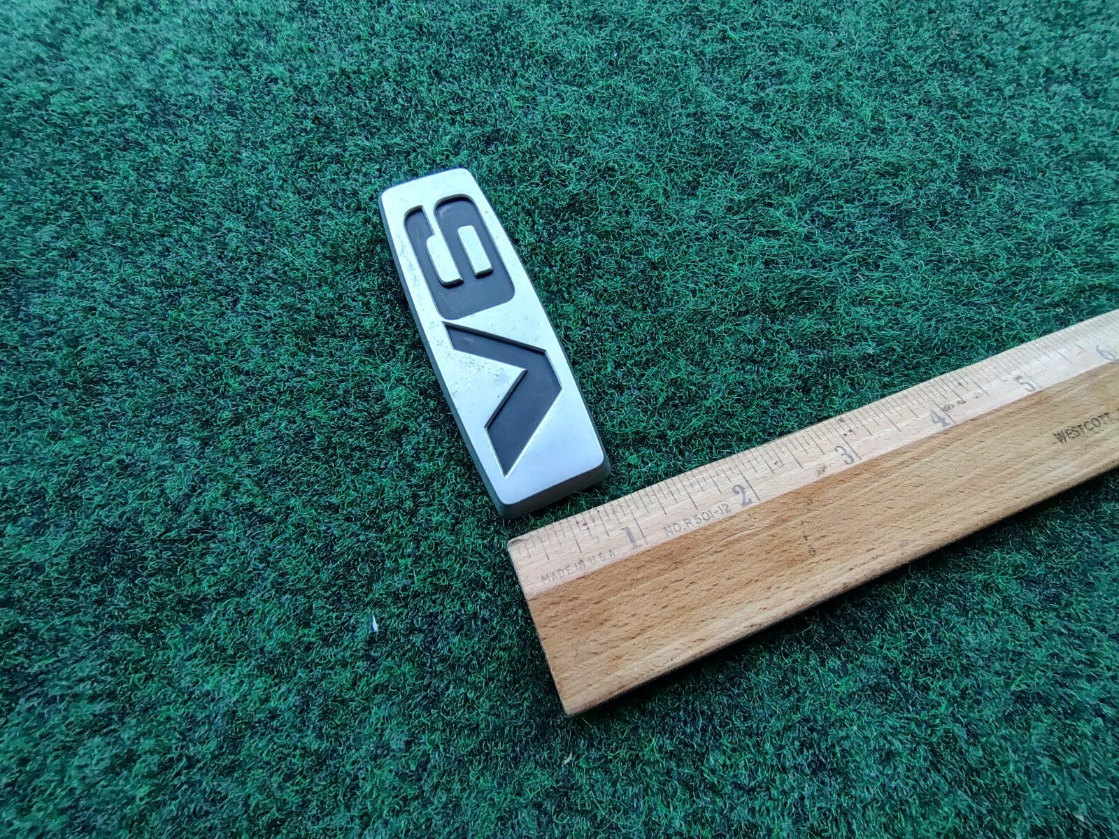 V6 Silver 3.75" Emblem Badge Logo Nameplate Name Plate OEM 5S3