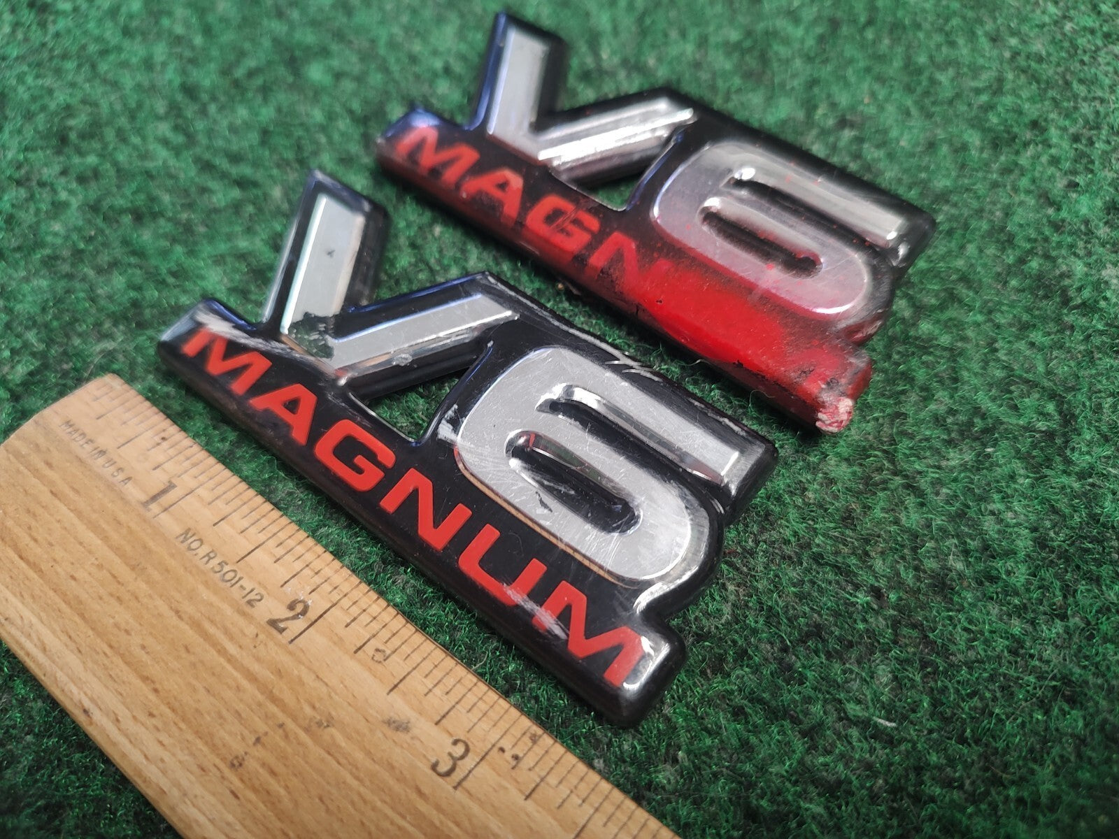(2) Dodge V6 Magnum Badge Emblem Name Plate Logo OEM 4S9