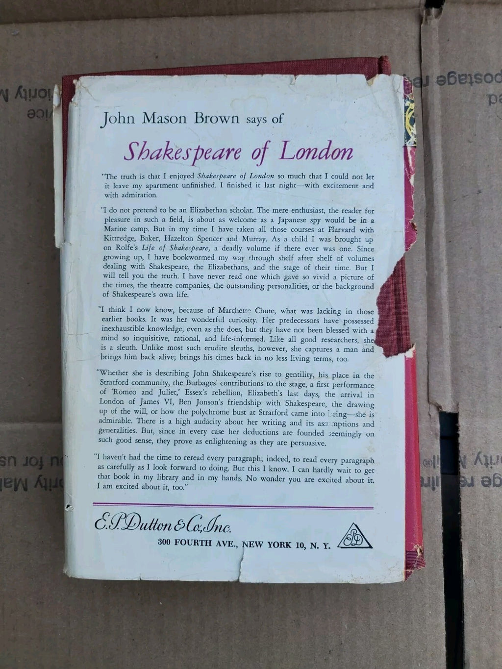 Shakespeare Of London by Marchette Chute, 1st Edition 1949
