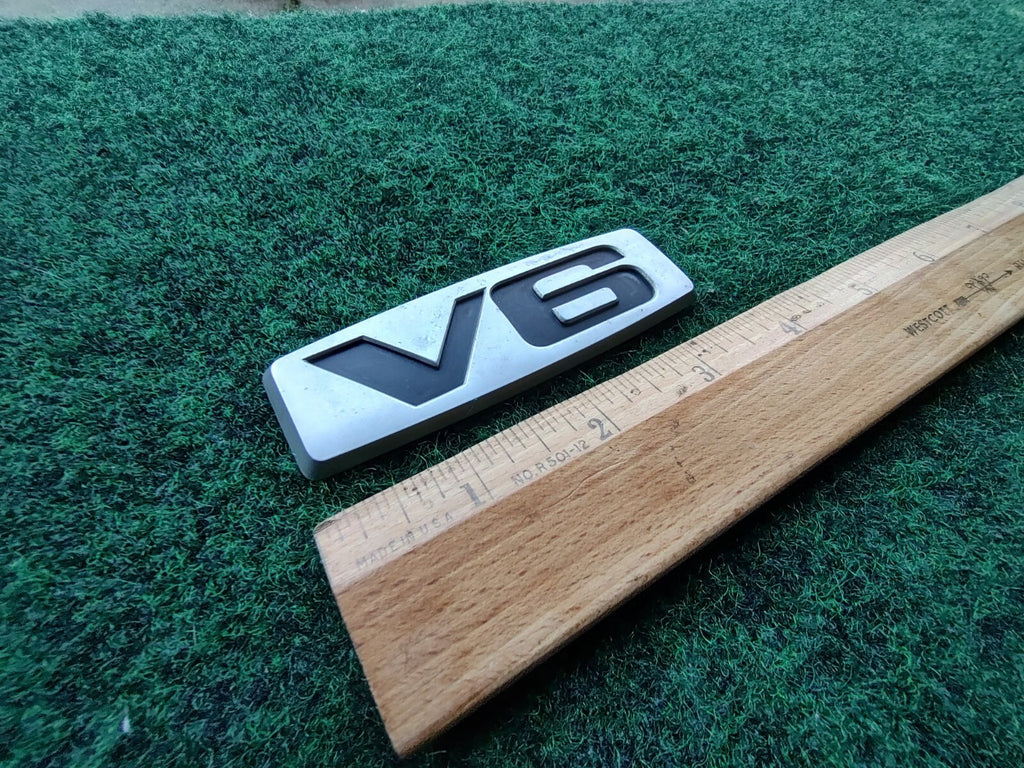 V6 Silver 3.75" Emblem Badge Logo Nameplate Name Plate OEM 5S3