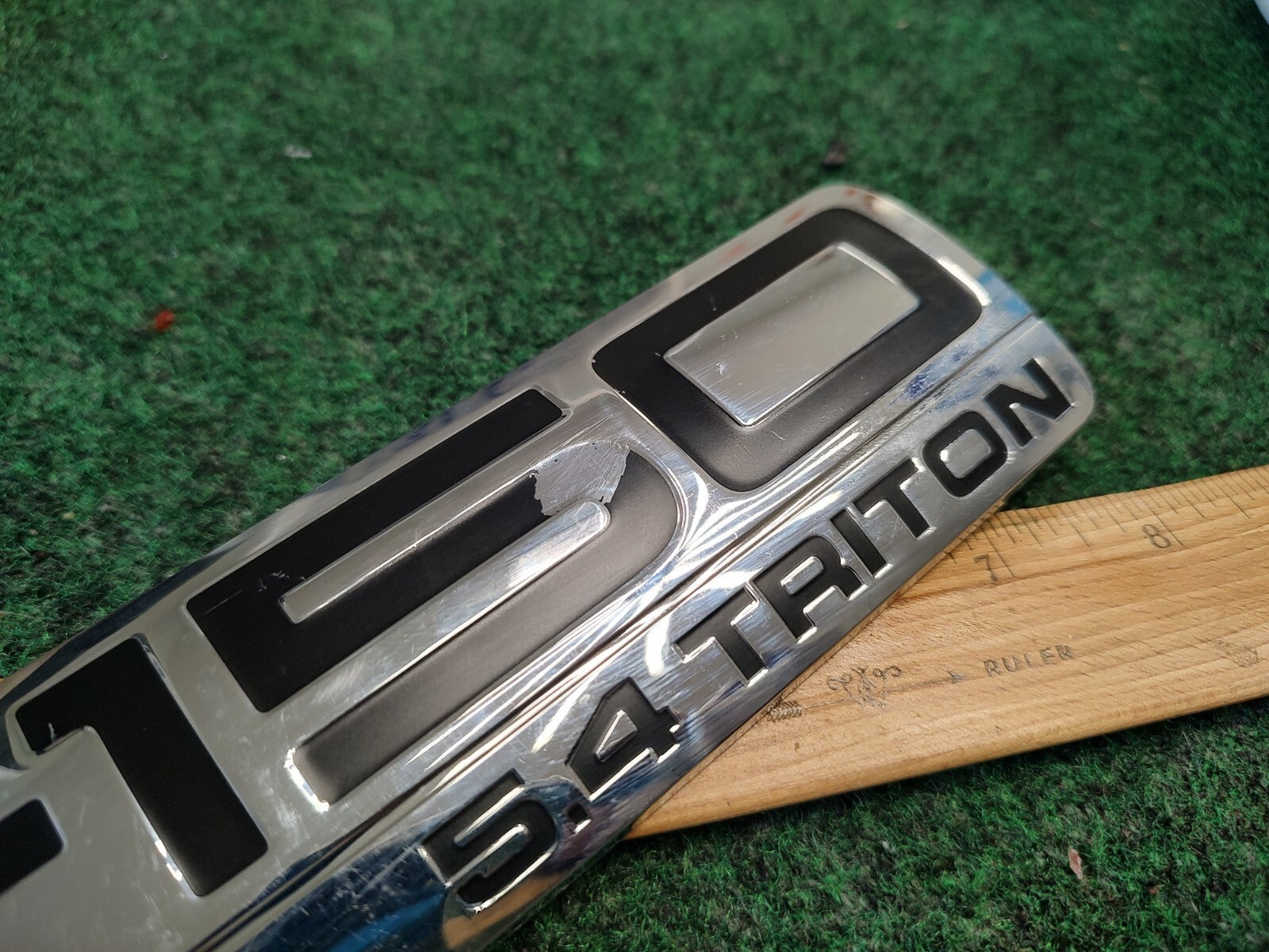 Ford F-150 XLT 5.4 Triton Emblem Badge Decal Logo Fender SIDE Chrome OEM 3L6
