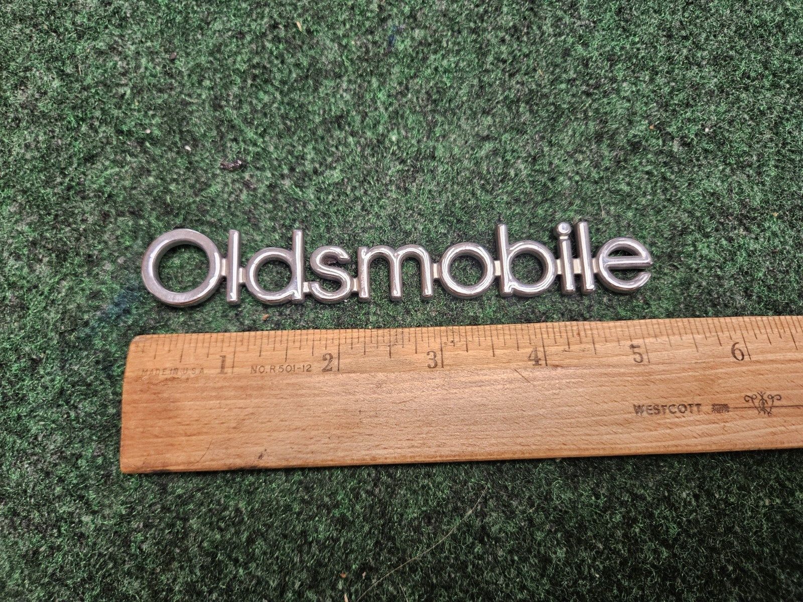 Oldsmobile Chrome Emblem Badge Logo Nameplate Name OEM Plate 5.25" 6M9