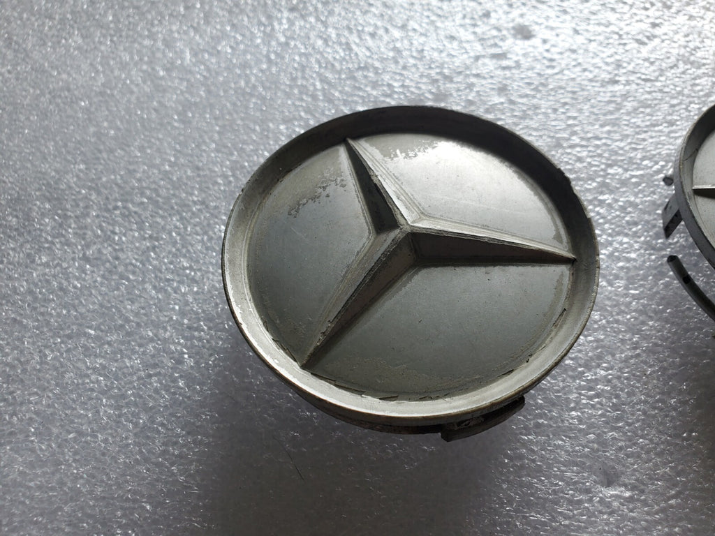 (2) Mercedes Benz OEM 1984-2016 Silver Center Cap Hub Cover 201 401 02 25 2L8