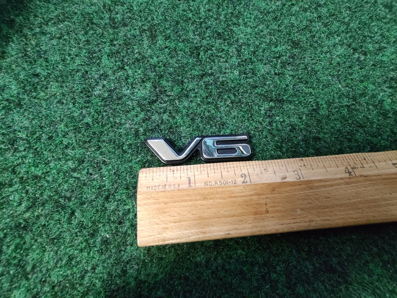 Pontiac OEM V6 Chrome Black Plastic Emblem Badge Logo Nameplate Name Plate 5S6