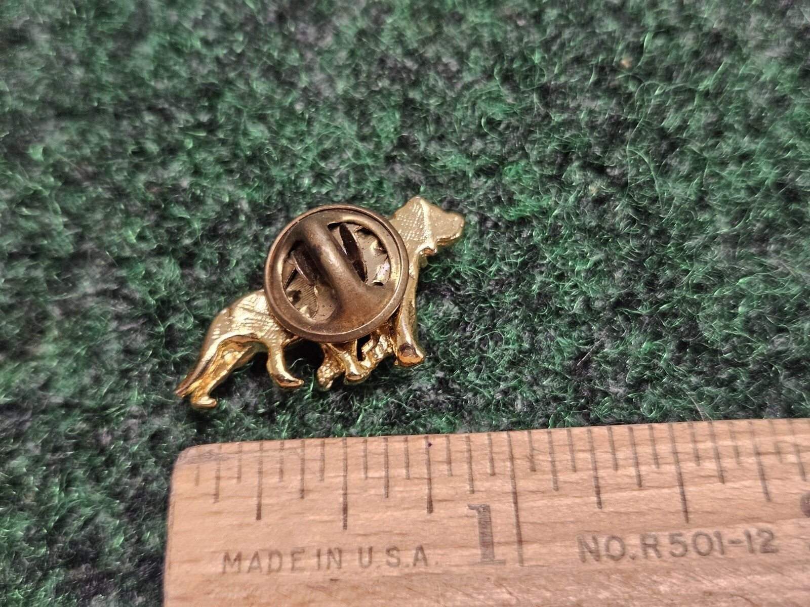 Pair of Guard Dogs Gold Tone Metal & Enamel Lapel Pin Pinback