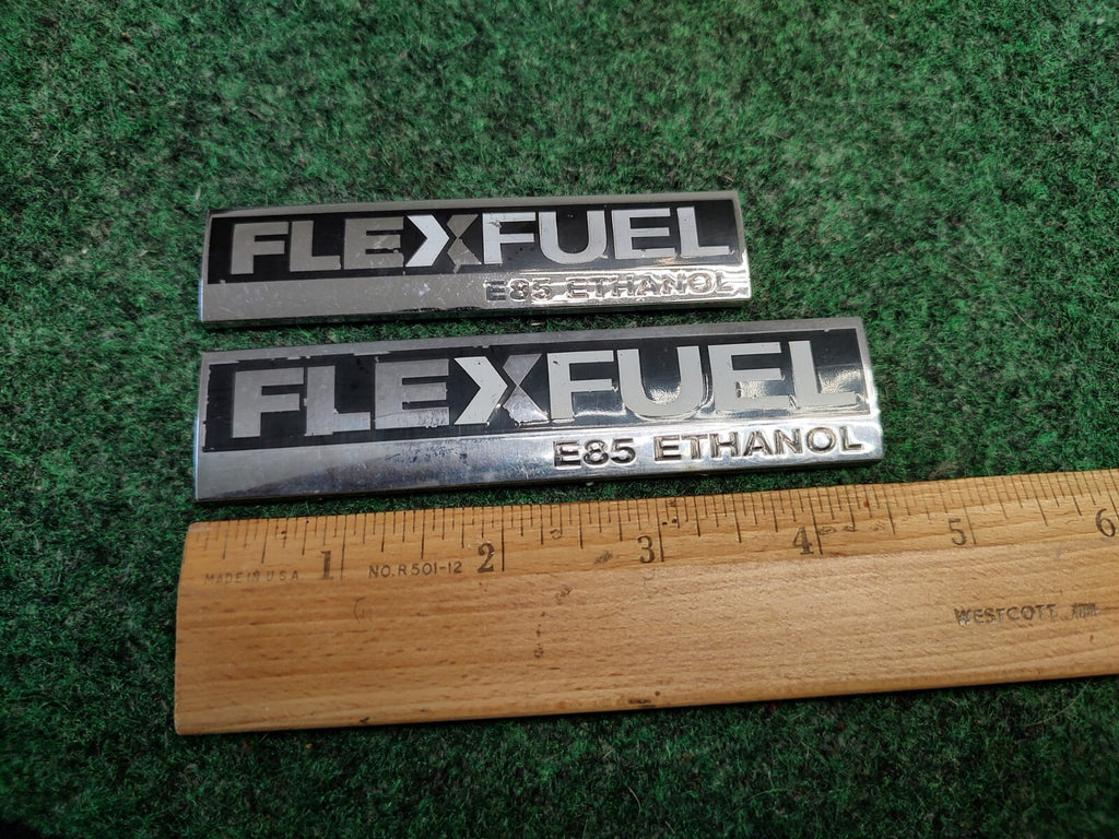 (2) Chevy GMC GM OEM Flex Fuel E85 Ethanol Emblem Badge Logo Nameplate Name 4S4