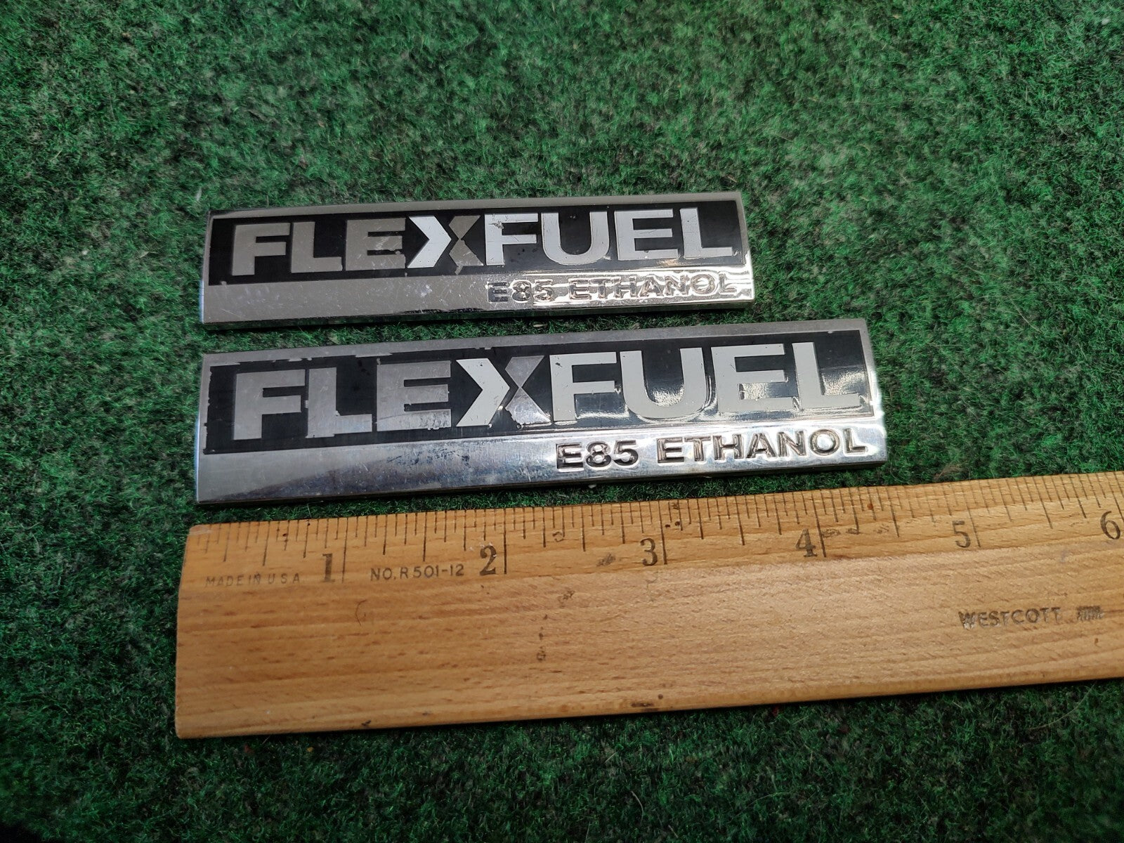(2) Chevy GMC GM OEM Flex Fuel E85 Ethanol Emblem Badge Logo Nameplate Name 4S4