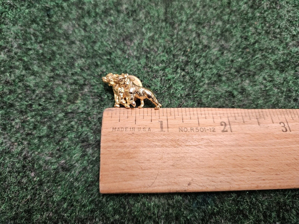 Pair of Guard Dogs Gold Tone Metal & Enamel Lapel Pin Pinback