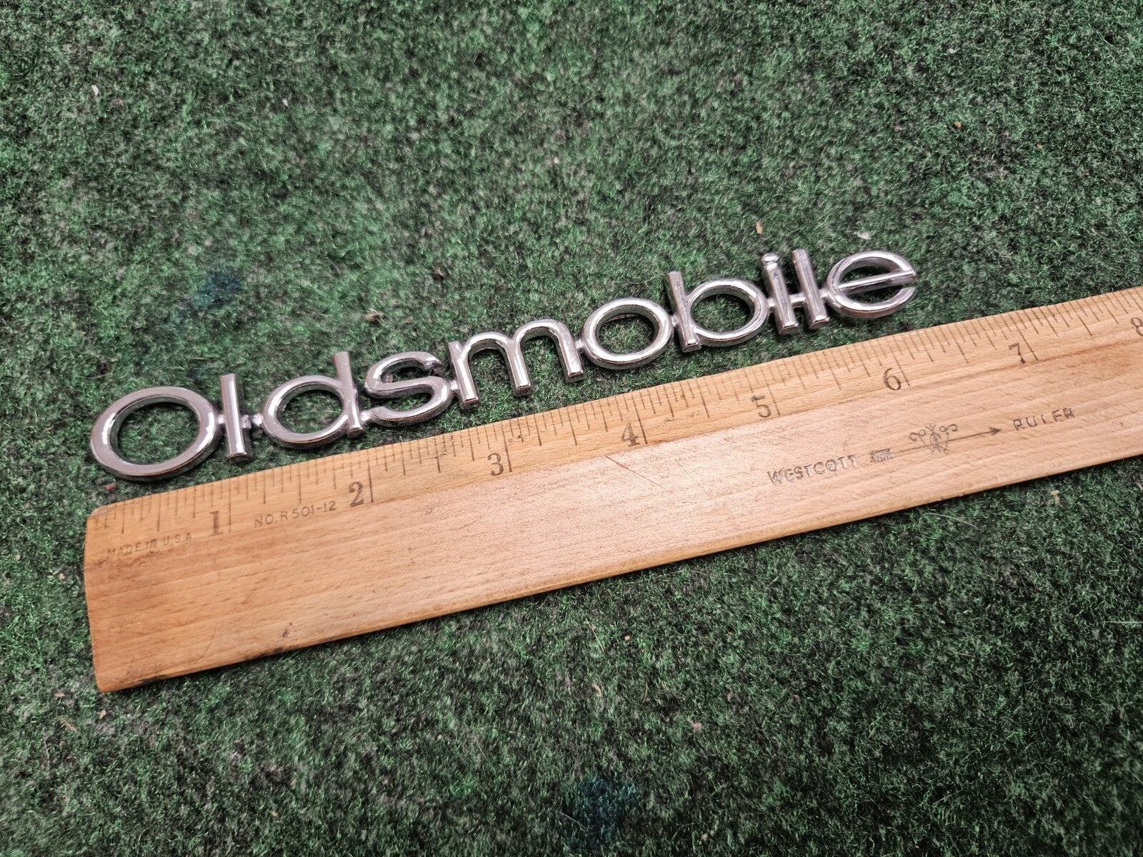 Oldsmobile OEM Chrome Emblem Badge Logo Nameplate Name Plate Cracked 6.5" CL4