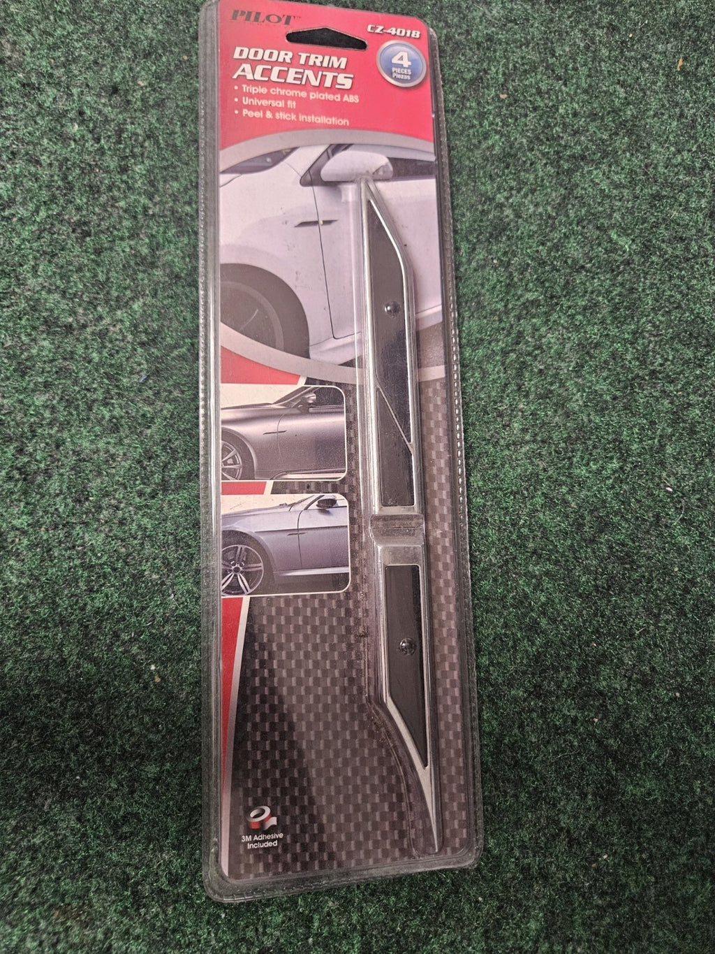Pilot CZ-4018 Automotive 4 pc Door Trim Accents Universal Fit Black & Chrome 2L3