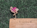 BROOCH GOLD TONE PIN RHINESTONE PINK FLAMINGO BIRD ANIMAL
