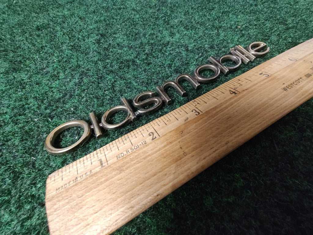 Oldsmobile OEM Chrome Emblem Badge Logo Nameplate Name Plate 6" Gold Bronze 6S6