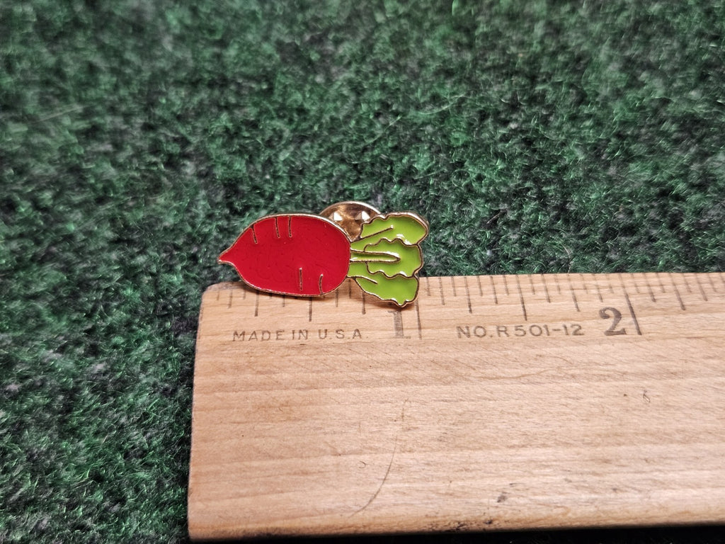 Red & Green Radish Enamel Vegetable Pin Lapel