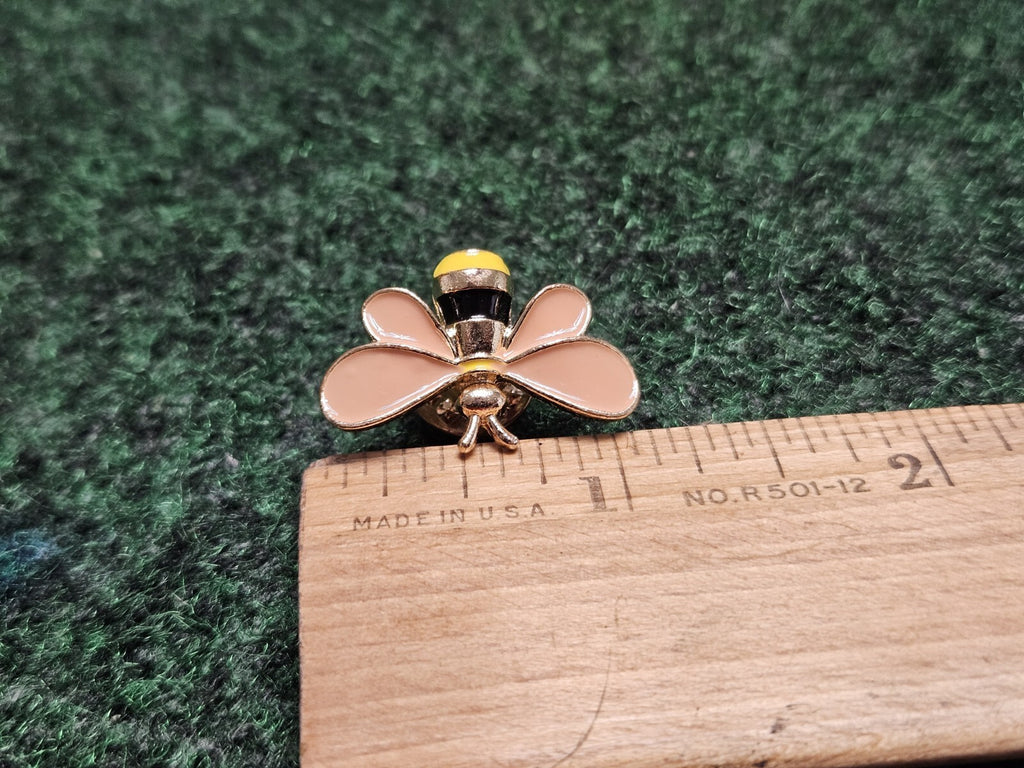 Colorful 1.2" Enamel Goldtone Bumble Bee Pin for Lapel Pack Hat w Pin Back