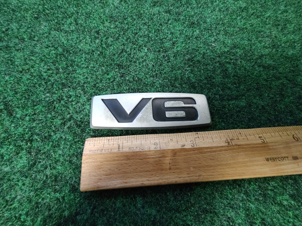 V6 Silver 3.75" Emblem Badge Logo Nameplate Name Plate OEM 5S6