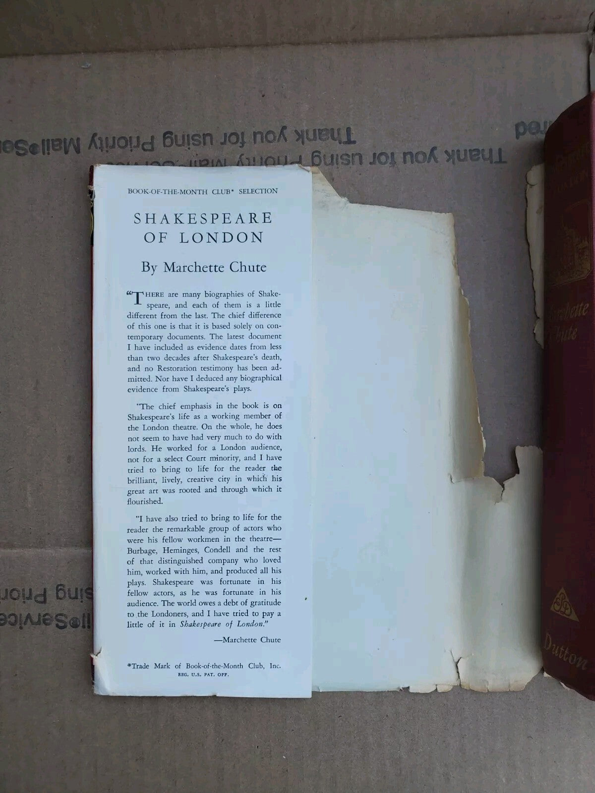 Shakespeare Of London by Marchette Chute, 1st Edition 1949