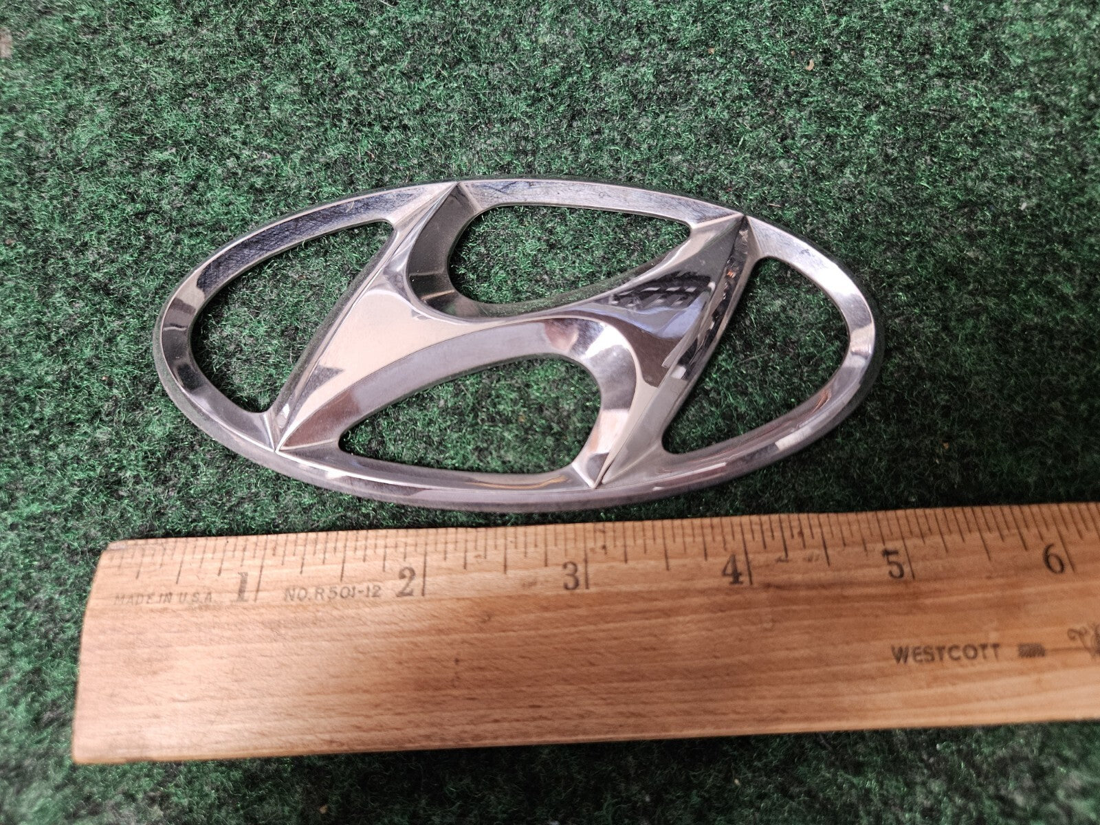 Hyundai Emblem Logo Symbol Badge Chrome OEM Nameplate Name Plate ~5" 3M4