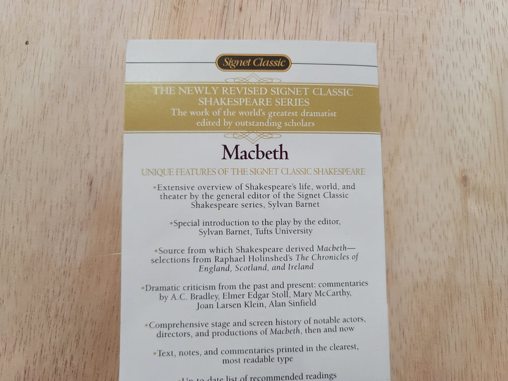 2 Of The Same Book Macbeth Signet Classics paperback William Shakespeare B12