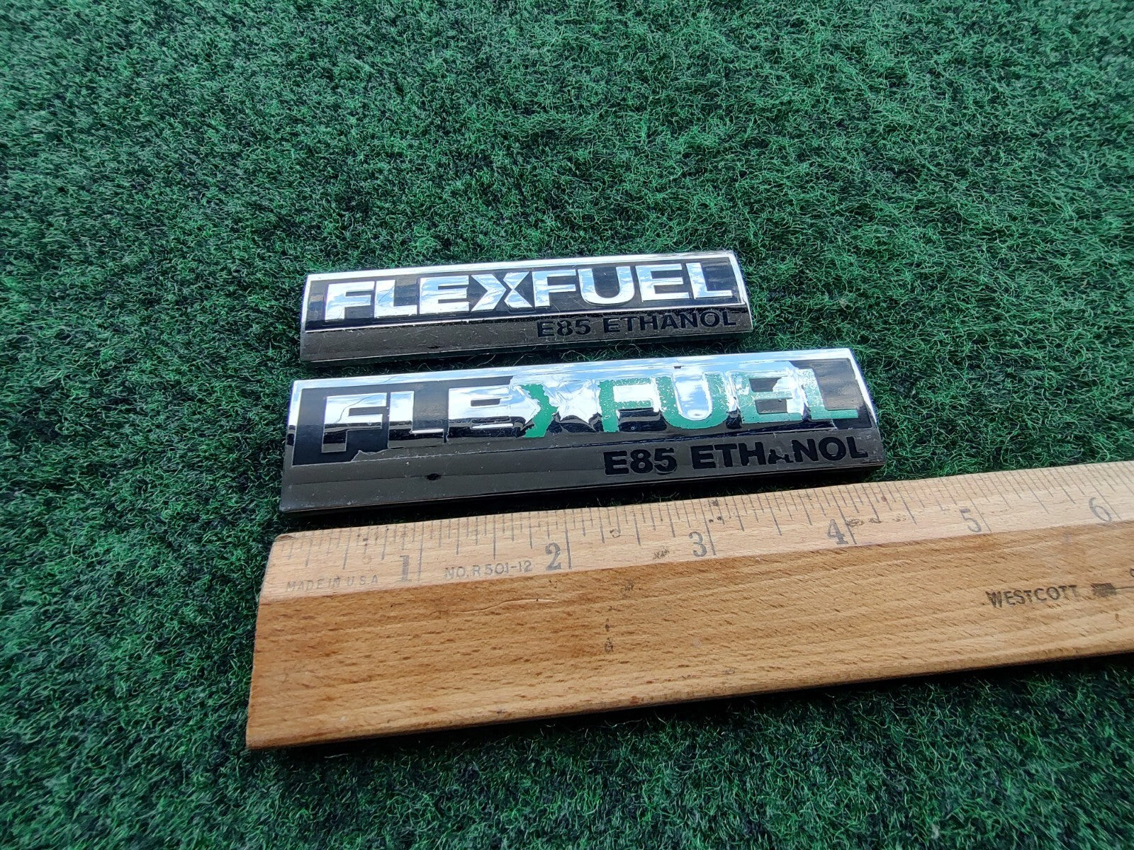 (2) Flex Fuel E85 Ethanol Emblem Badge Decal Chevrolet Ford  OEM 15910899 5S2
