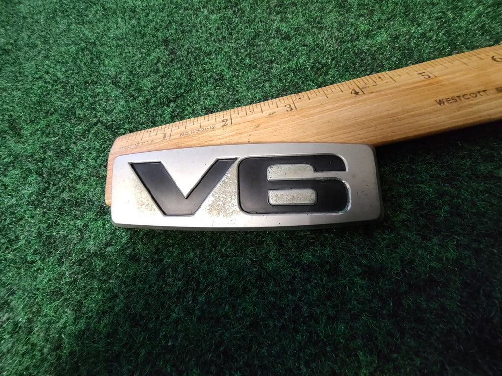V6 Silver 3.75" Emblem Badge Logo Nameplate Name Plate OEM 5S6