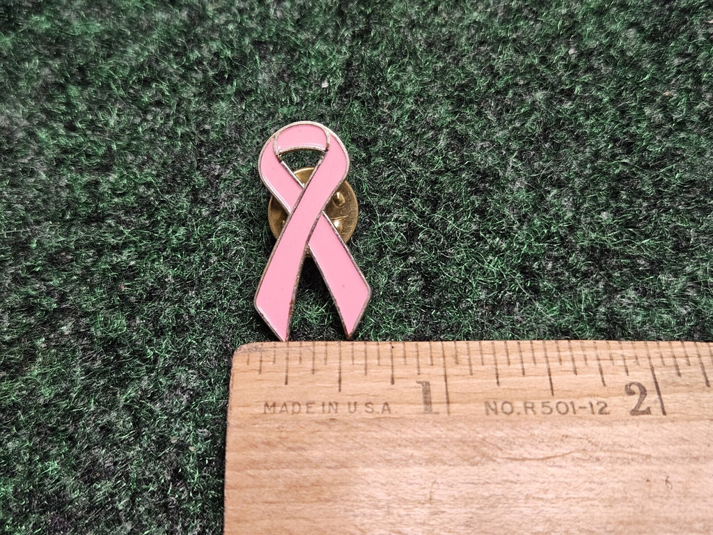 BEAUTIFUL VINTAGE CLOISONNE PINK BREAST CANCER RIBBON LOGO PIN BADGE