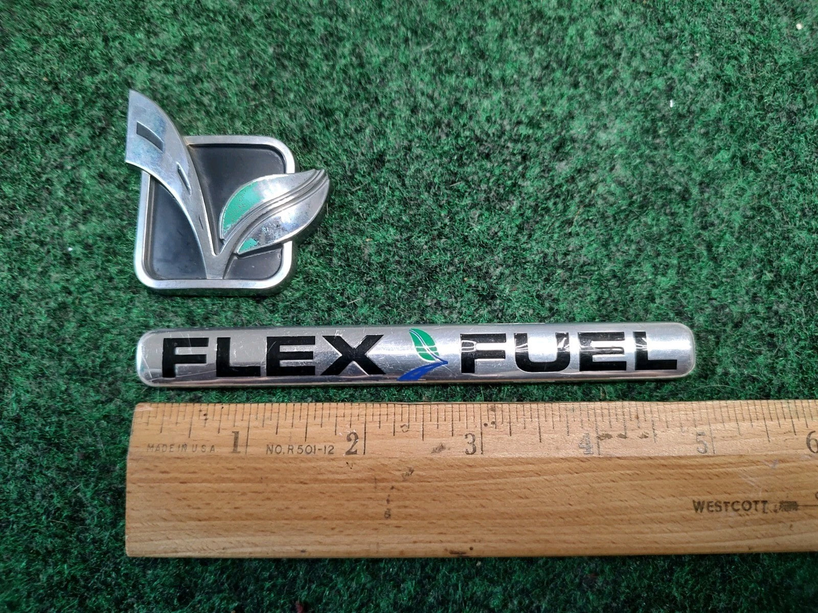 (2) Flex Fuel Emblem Name Plate Badge Decal Leaf Chevrolet Ford  OEM 1S6