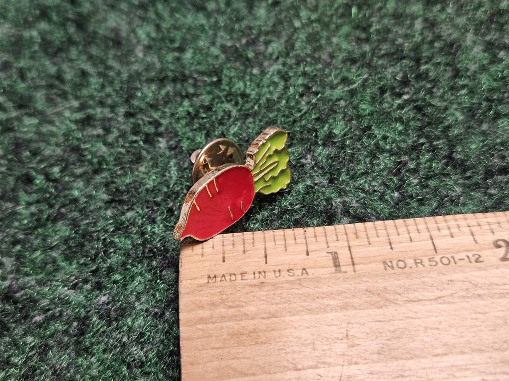 Red & Green Radish Enamel Vegetable Pin Lapel