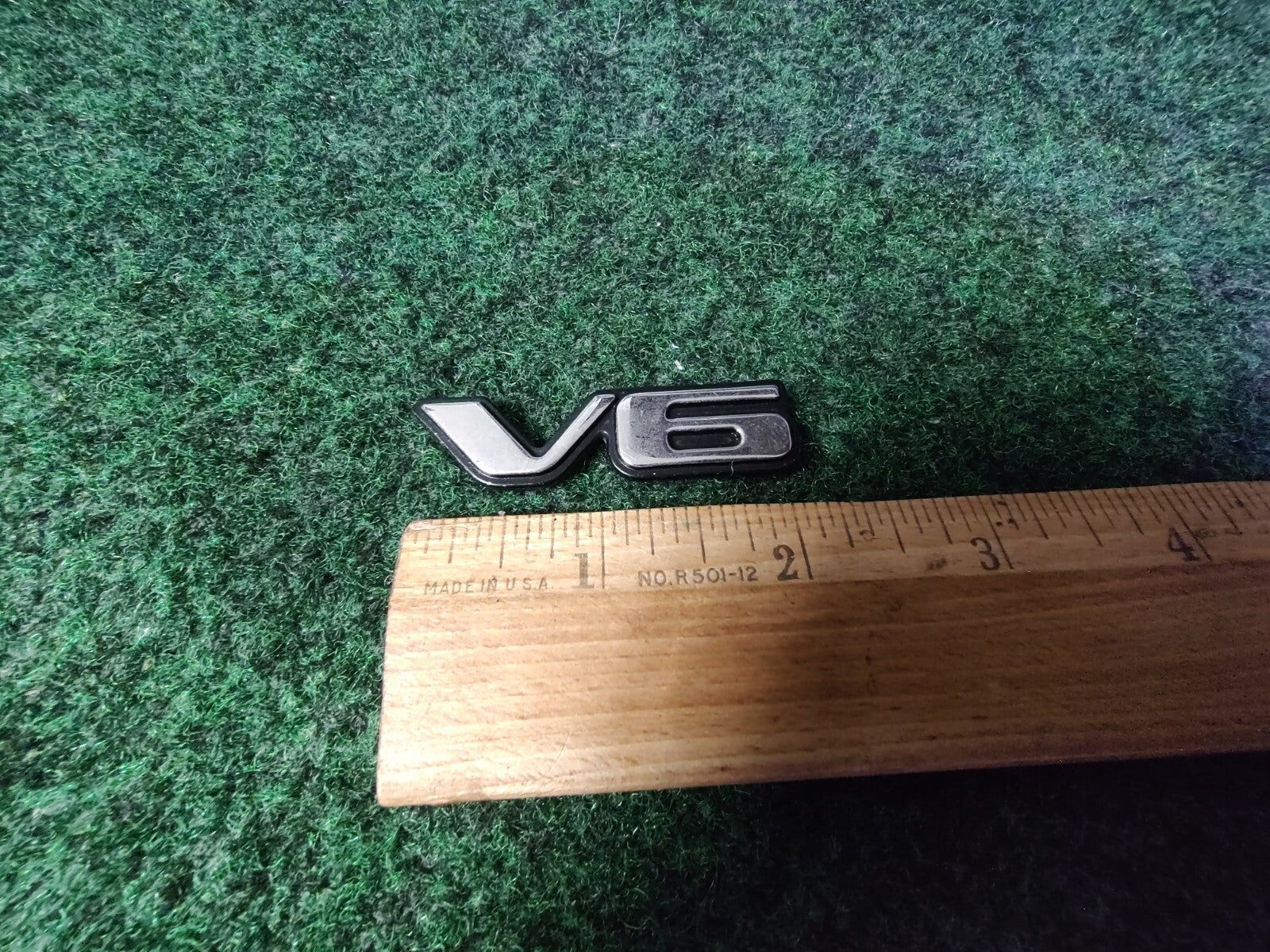 Pontiac OEM V6 Chrome Black Plastic Emblem Badge Logo Nameplate Name Plate 7L1