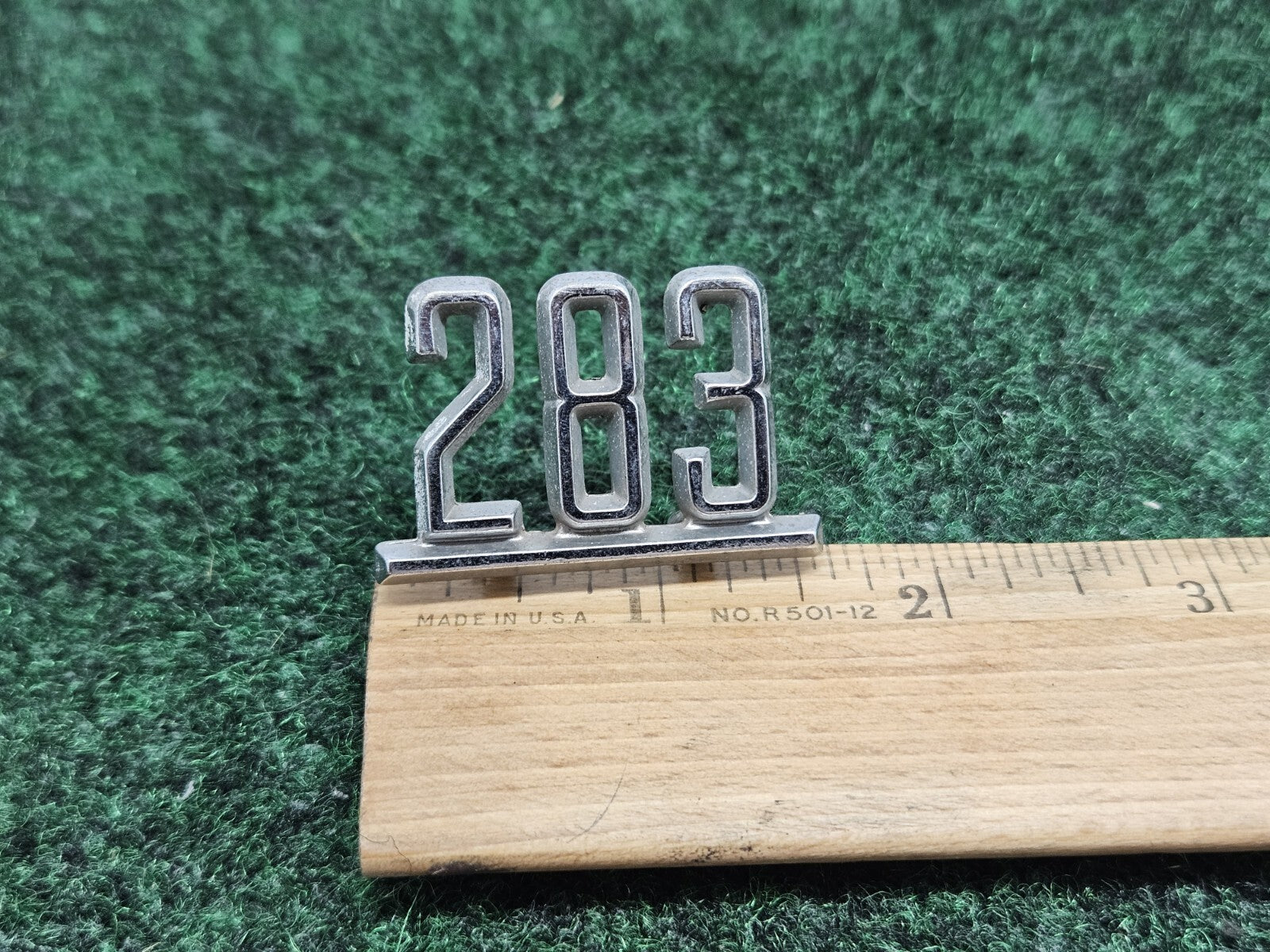 Vintage 1964-66 Chevy Impala Nova Chevelle Camaro "283" Emblem Metal 3863852 7S9