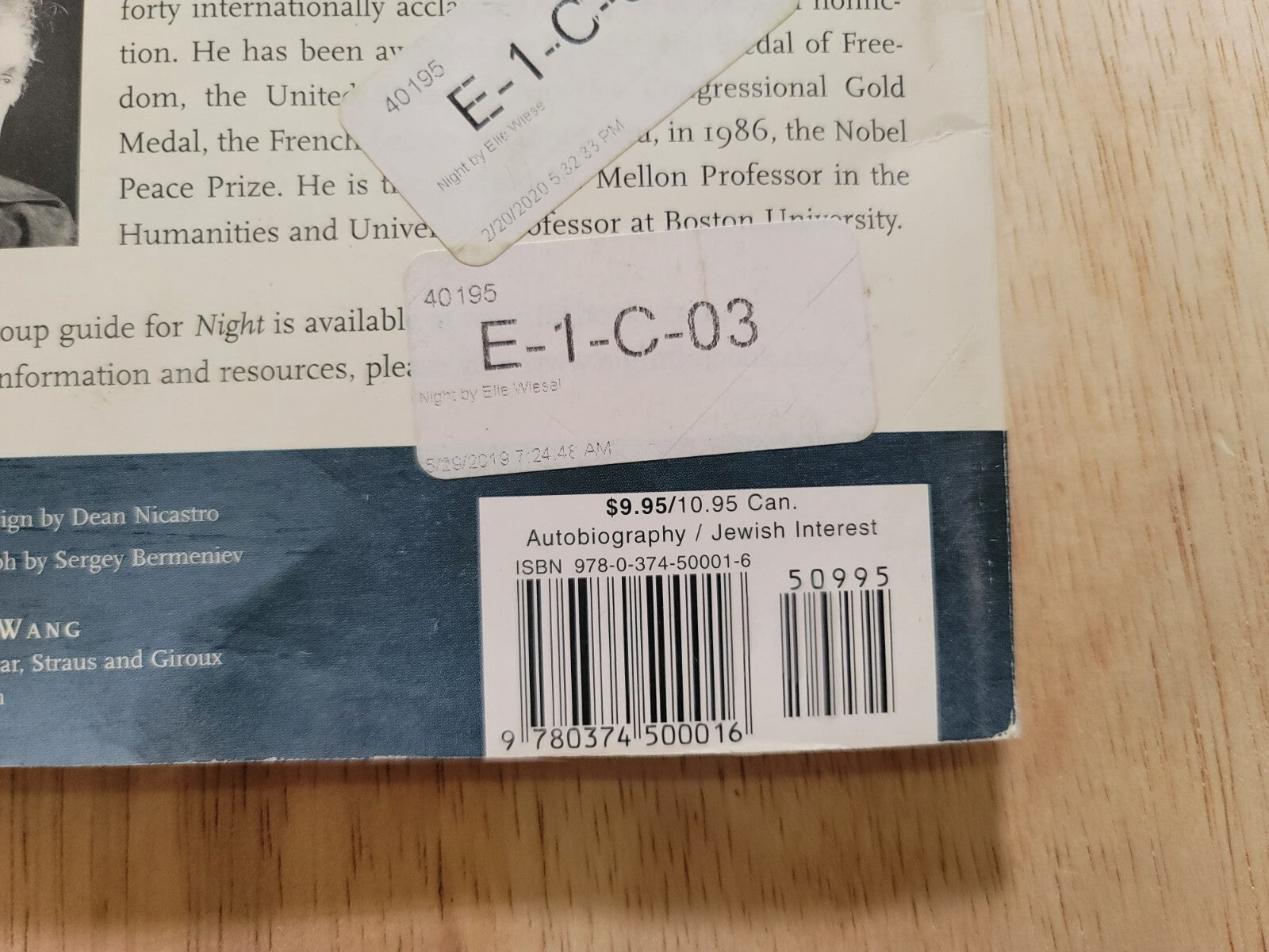 2 Of The Same Books Night (Night) - Paperback By Elie Wiesel B12