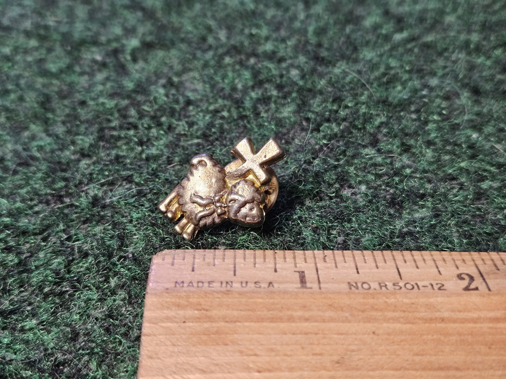 Goldtone Lamb Cross Easter Tac Lapel Pin