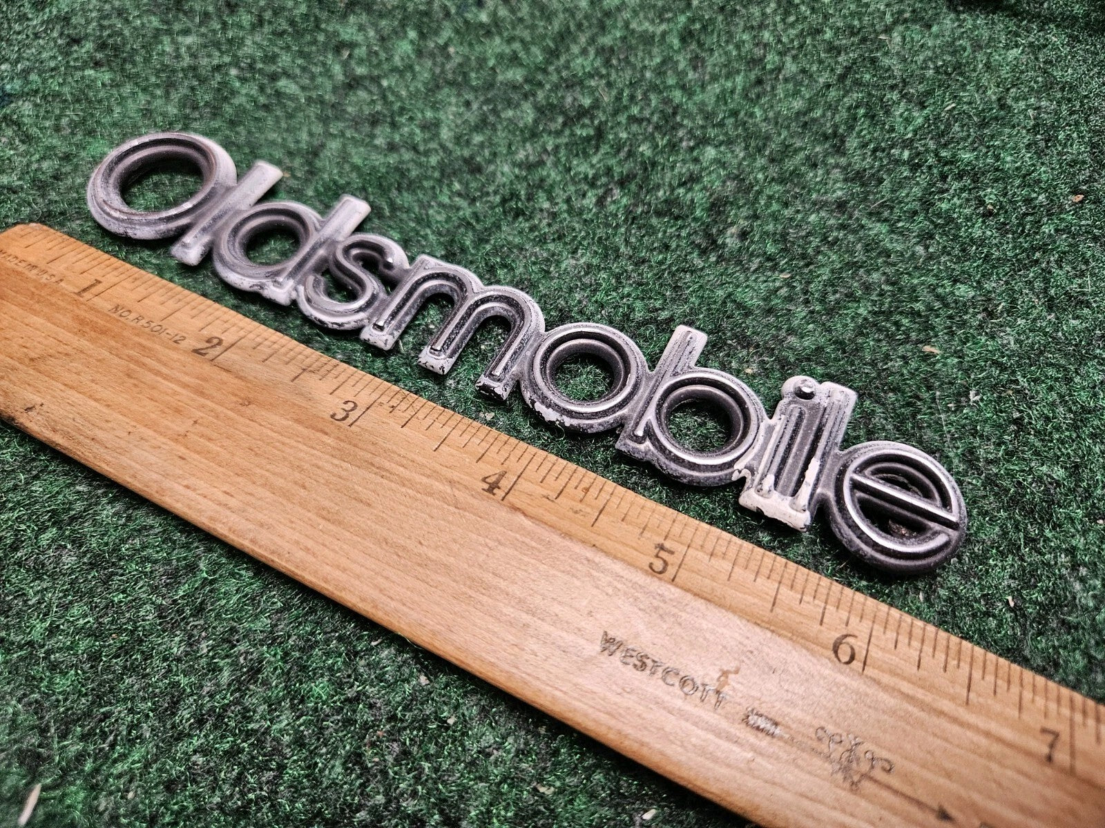 Oldsmobile Chrome Emblem Badge Logo Nameplate Name OEM Plate 6.5" 5M2