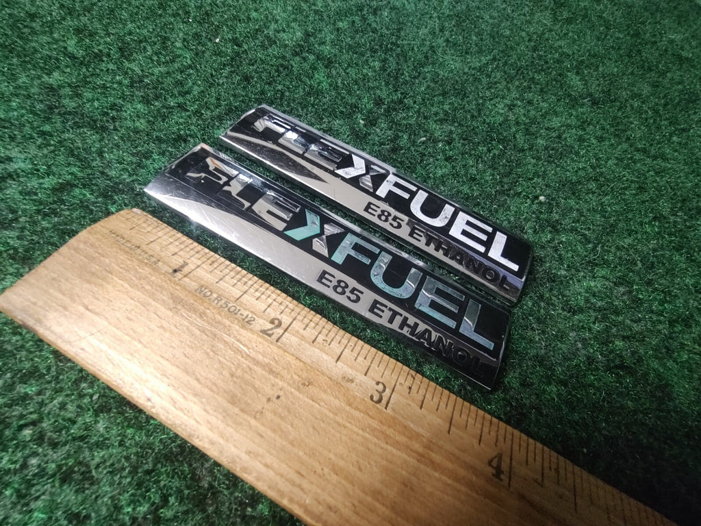 (2) Chevy Flex Fuel E85 Ethanol Emblem Badge Decal Chevrolet OEM 15910899 4L4