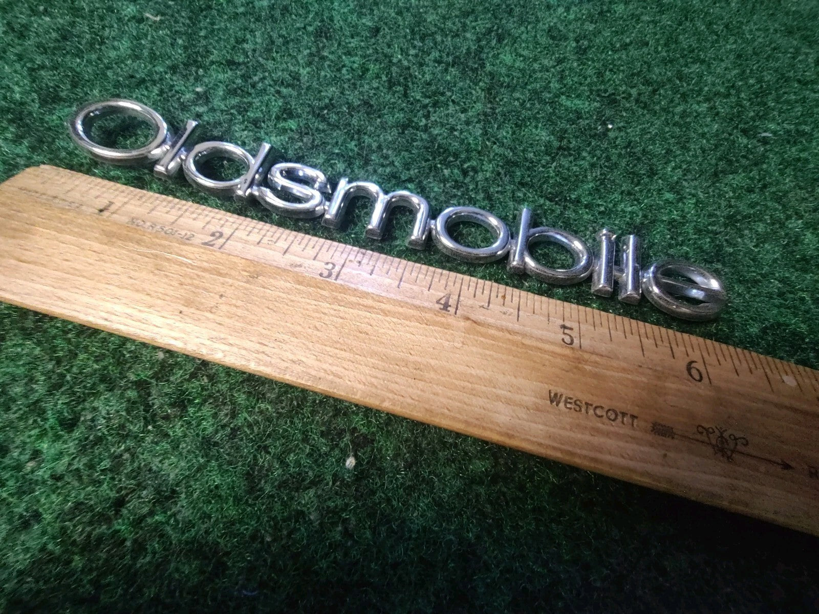 Oldsmobile OEM Chrome Emblem Badge Logo Nameplate Name Plate 6.25" 4S3