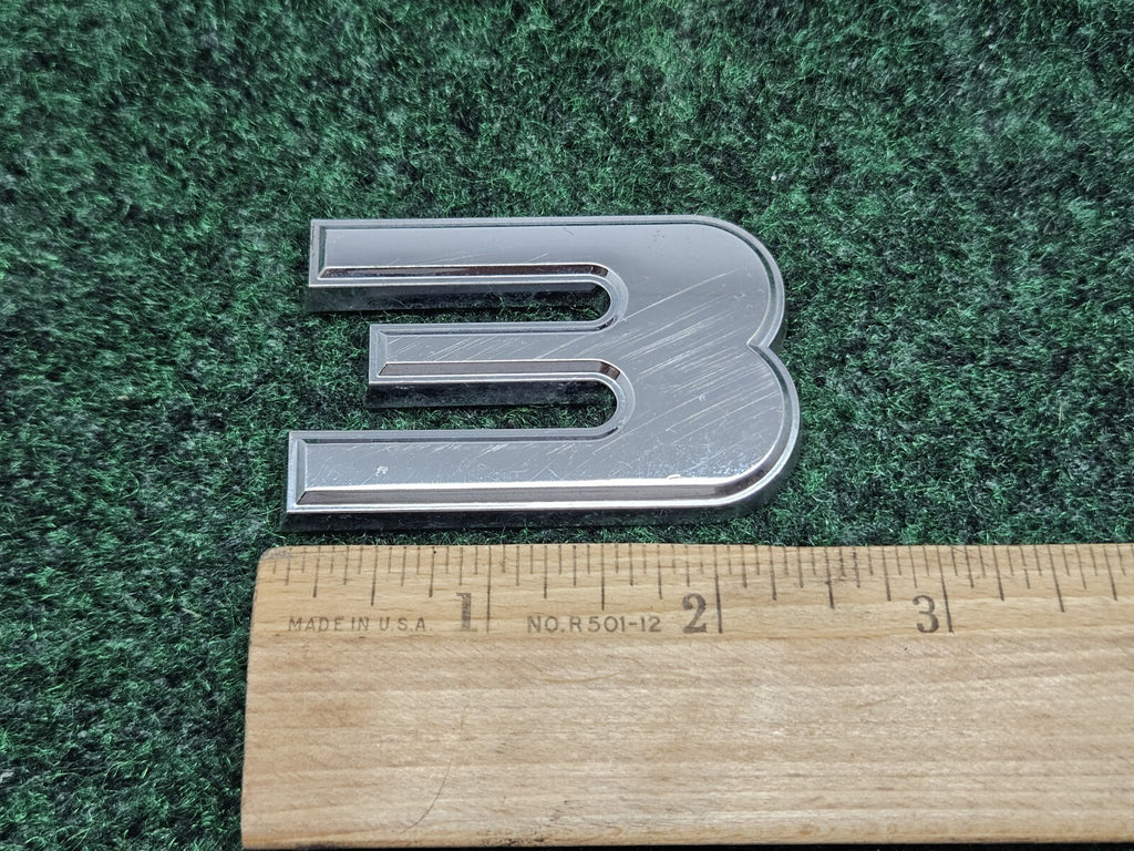 OEM 3D "3" Chrome Individual Number Lettering Emblem Badge Logo Nameplate 7S9