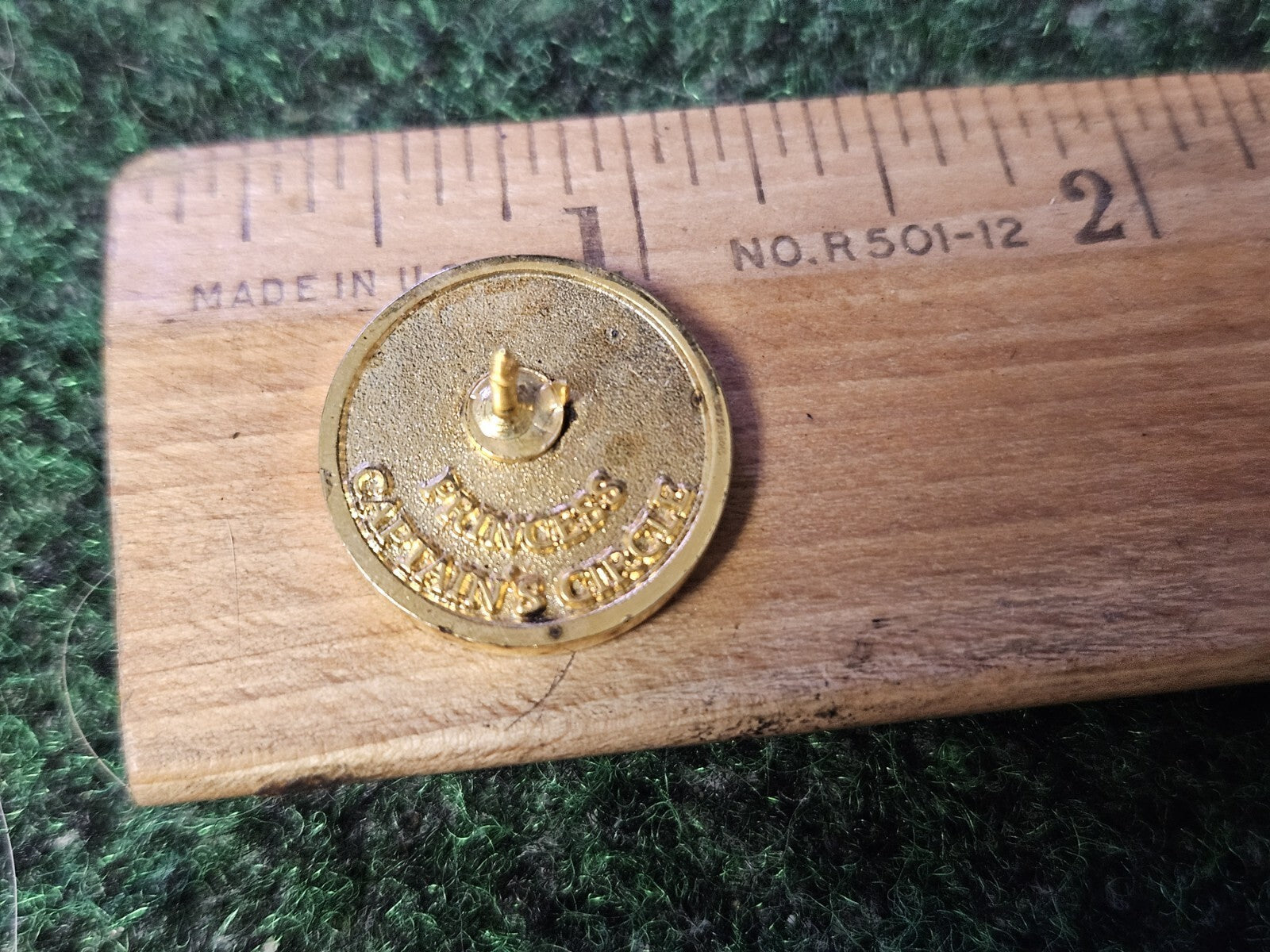 VTG Gold Toned  Lapel Hat Pinback Princess Cruise Captain's Curcle Pin
