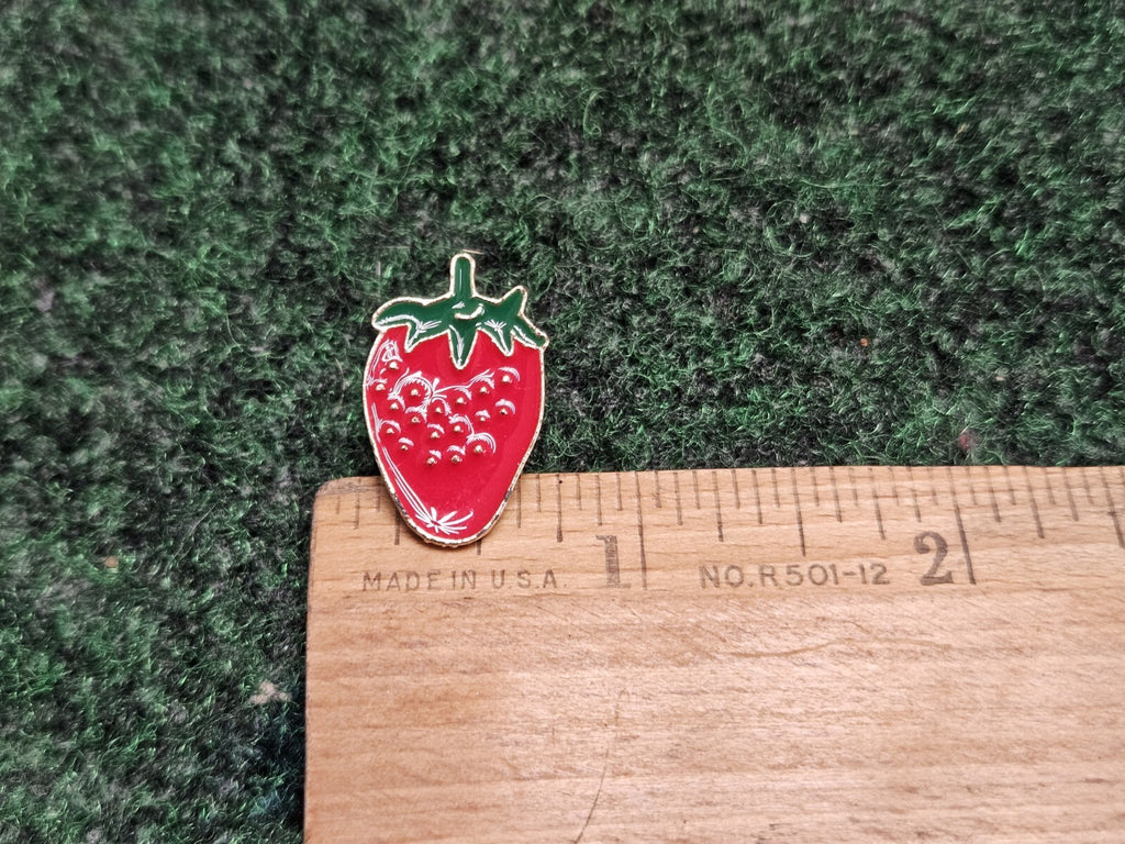 Strawberry Pin Badge Fruit Berry Vintage Lapel Pin Button Brooch Snap On