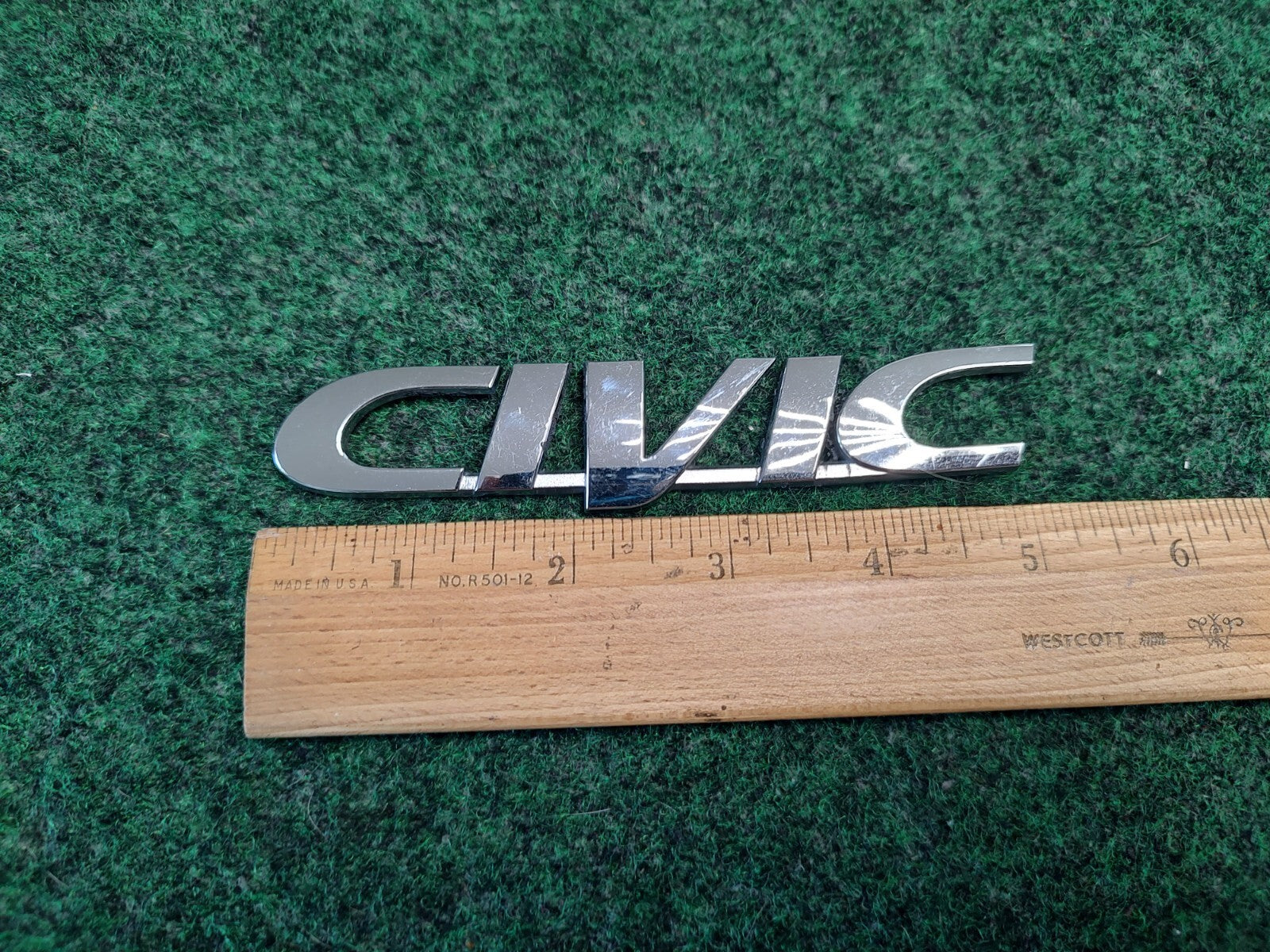 Honda OEM Civic Chrome Plastic 5.25" Emblem Badge Logo Nameplate Name Plate 4S8