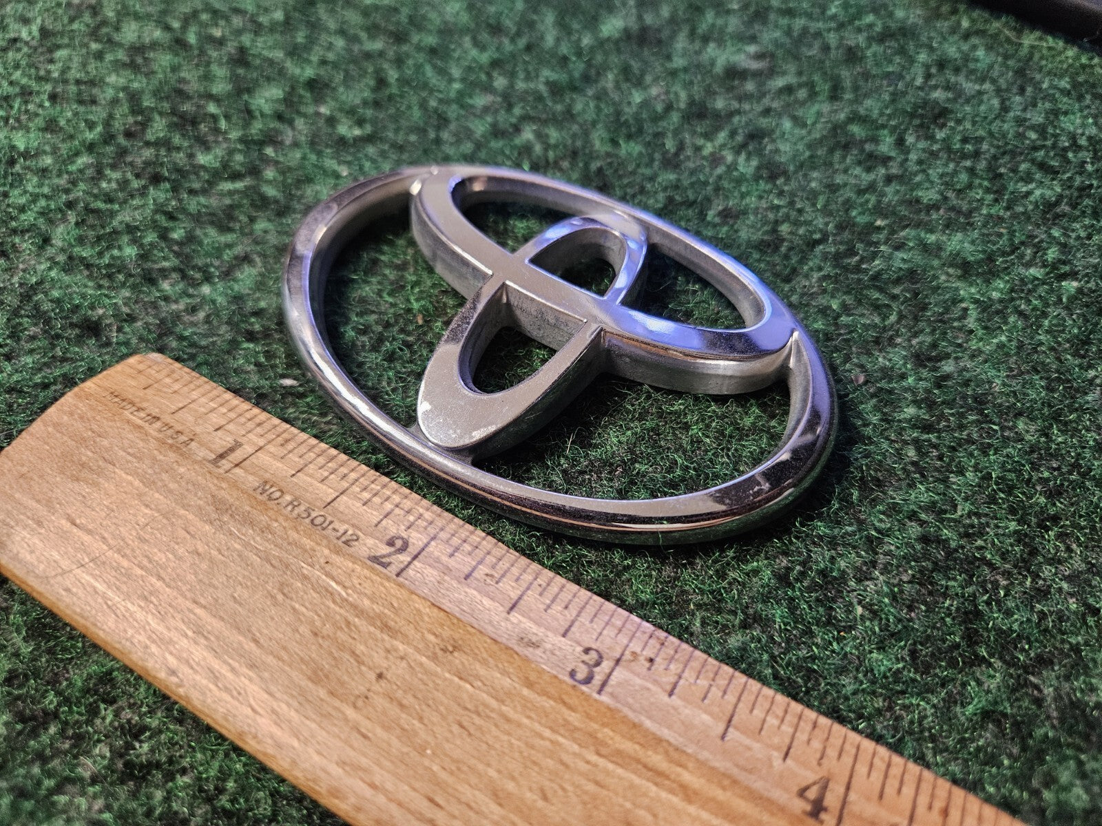 Toyota Chrome Emblem Logo Symbol Unknown Name Plate Model ~3.5" 5L9