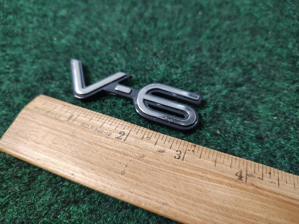 OEM V-6 V6 Chrome & Black Plastic 3" Emblem Badge Logo Nameplate Name Plate 1M4