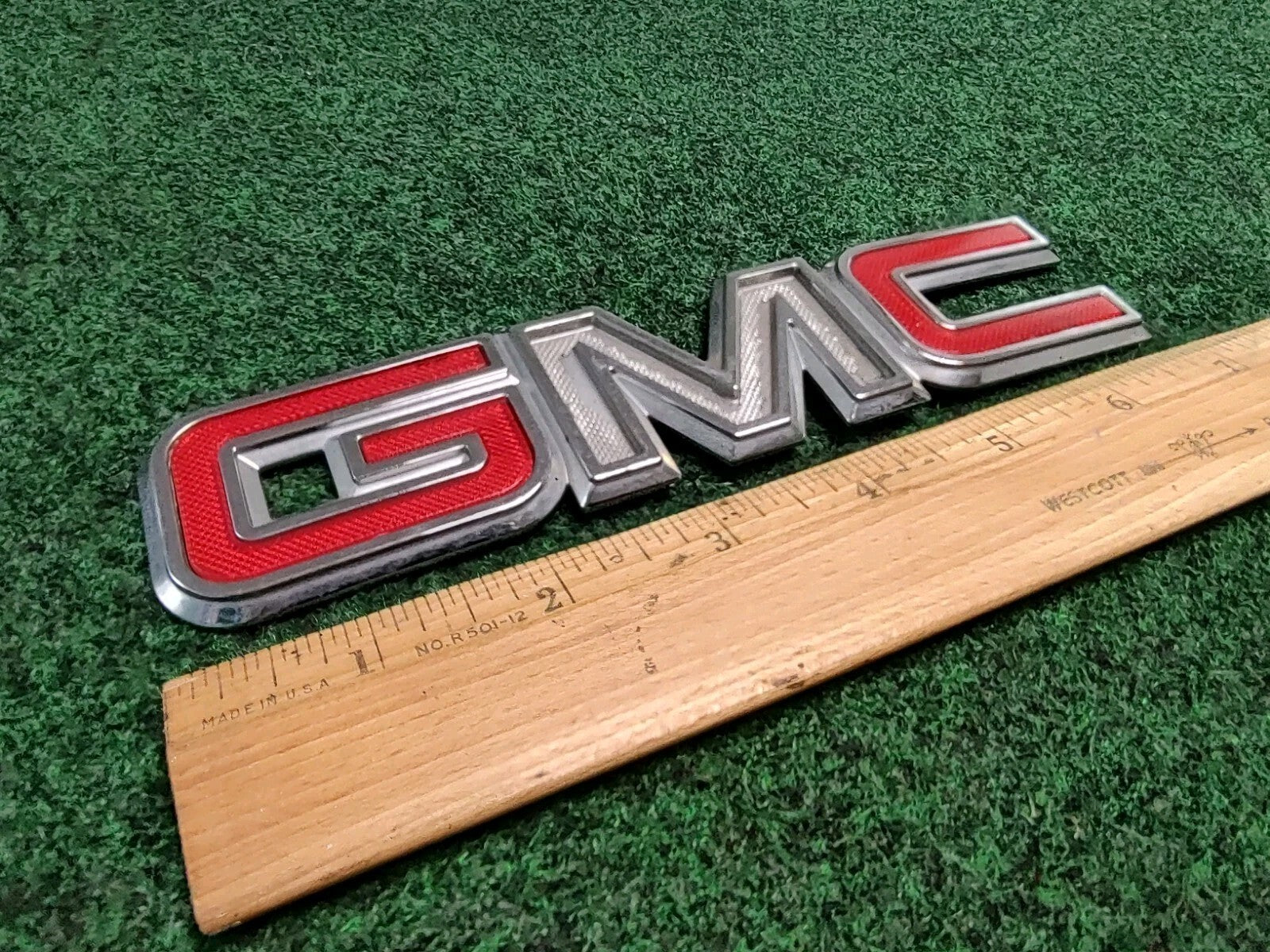2004-2010 GMC Red 7 inch Lower Rear Door Emblem Badge Nameplate 1S3