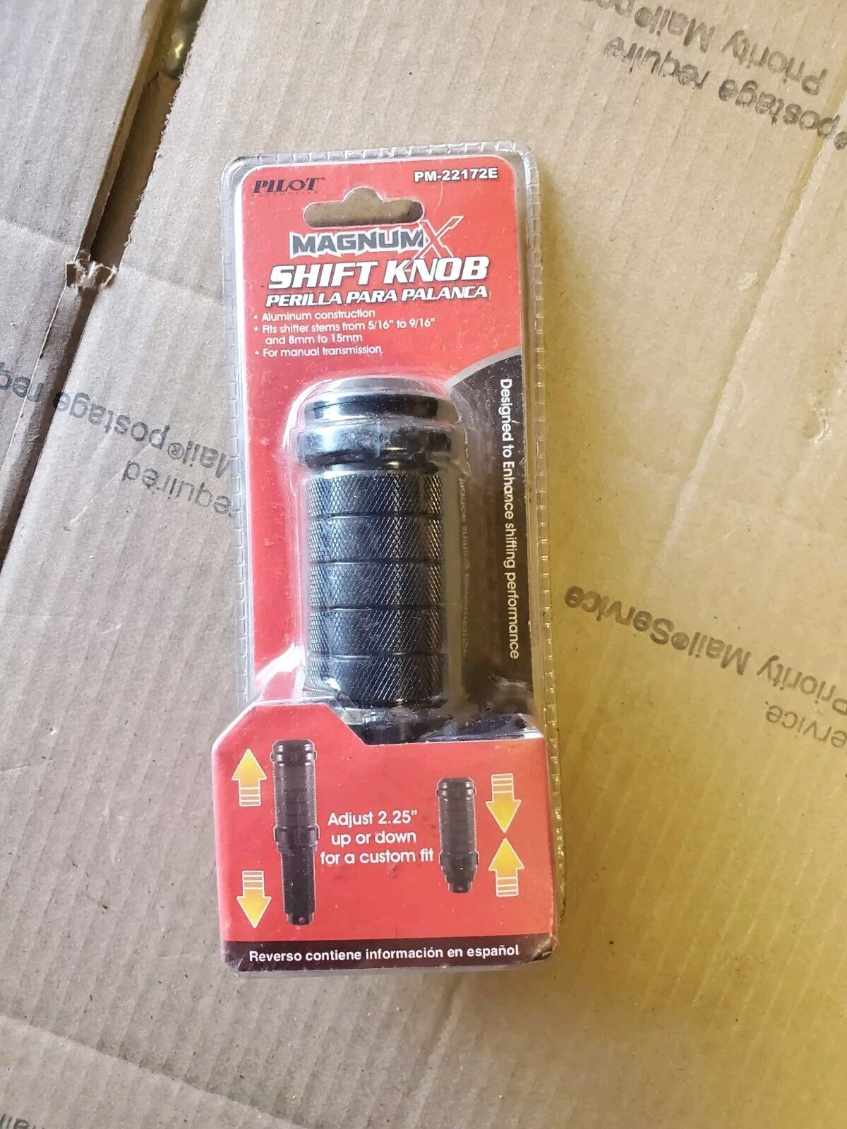 Pilot PM-22172E Manual Transmission Aluminum Gear Shift Knob, 5/16" To 9/16" B3J