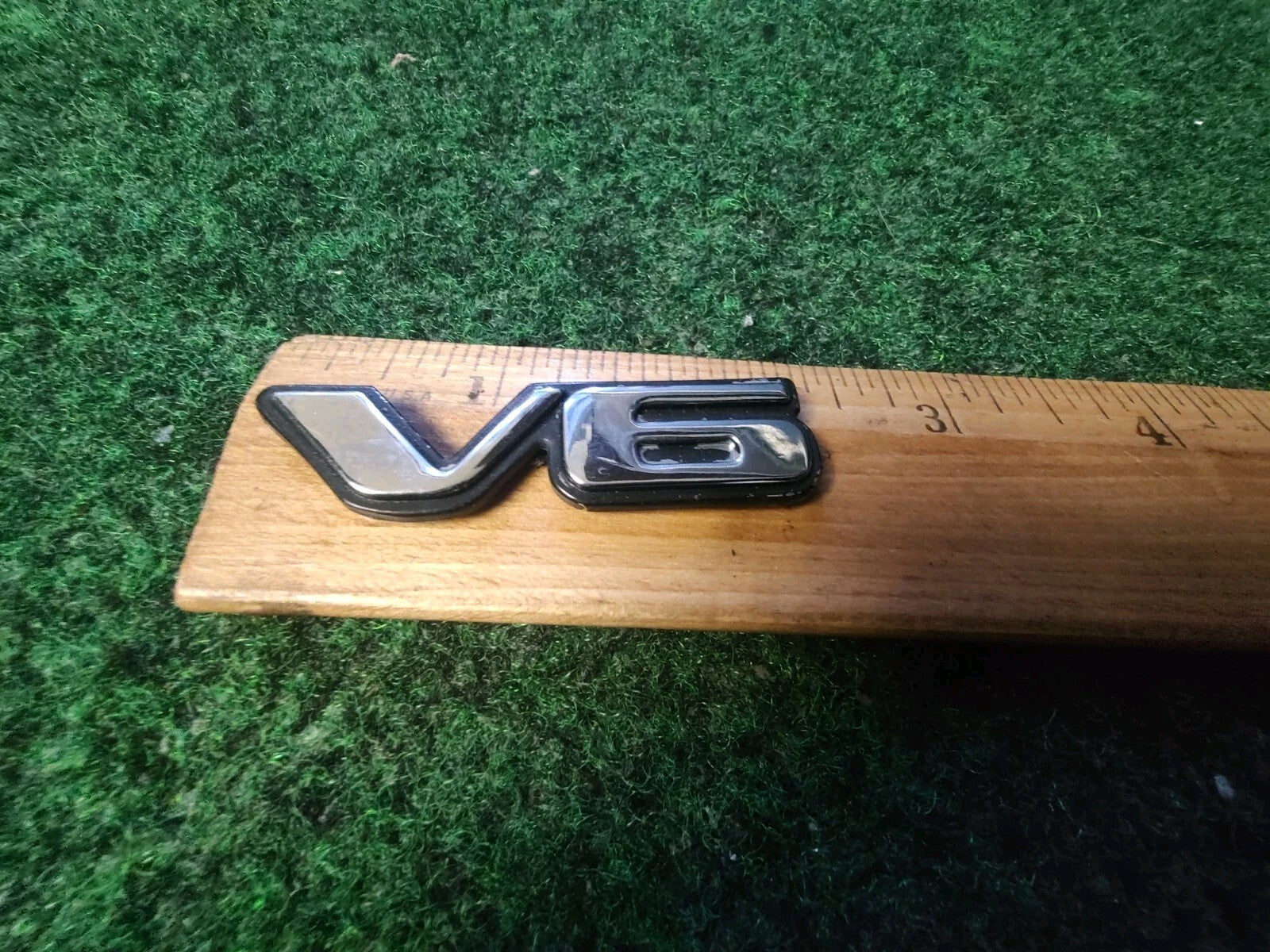 Pontiac OEM V6 Gold Black Plastic Emblem Badge Logo Nameplate Name Plate 4S3