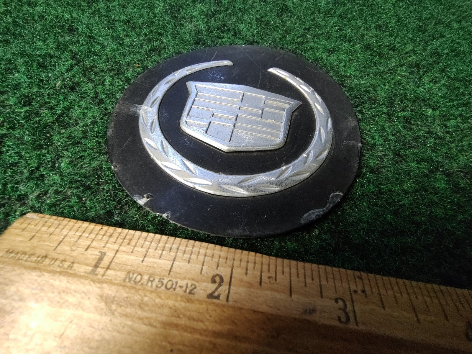 Cadillac OEM Emblem Badge Logo Name Plate Tin Like Material 4S4