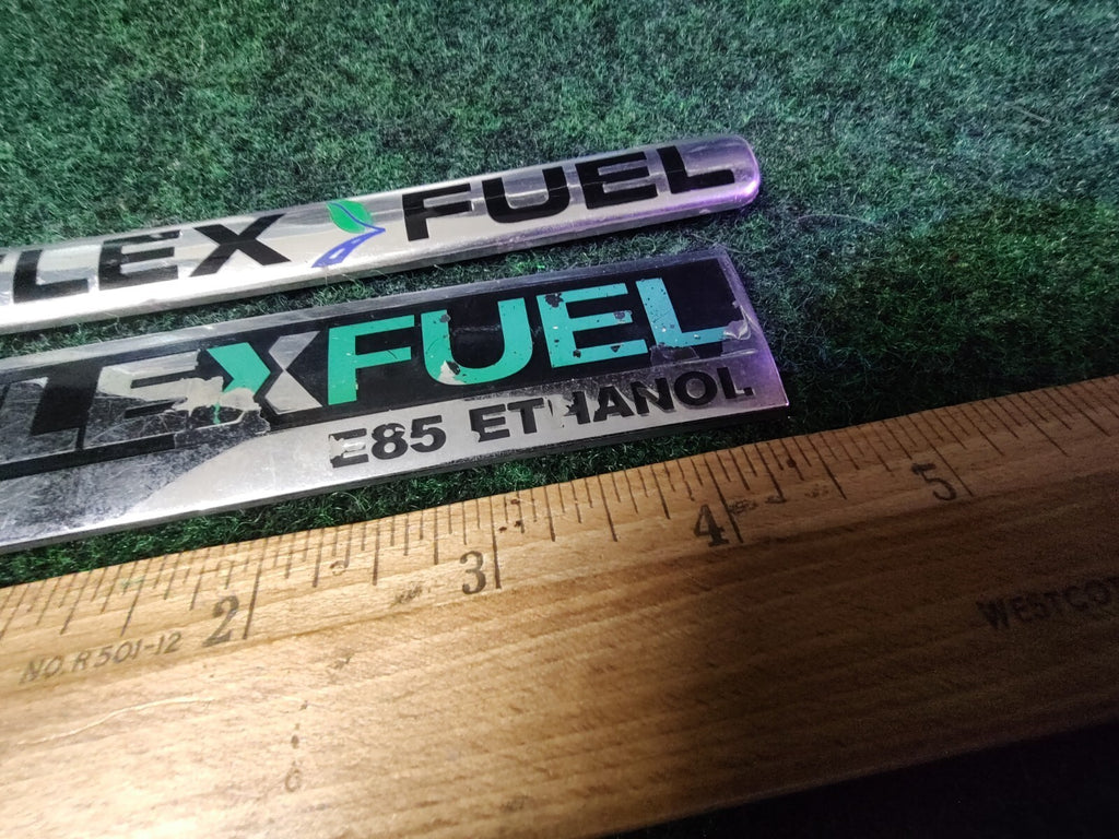 (2) Rear Gate Chrome Flex Fuel Emblem Badge Logo Leaf Name Plate 7L1